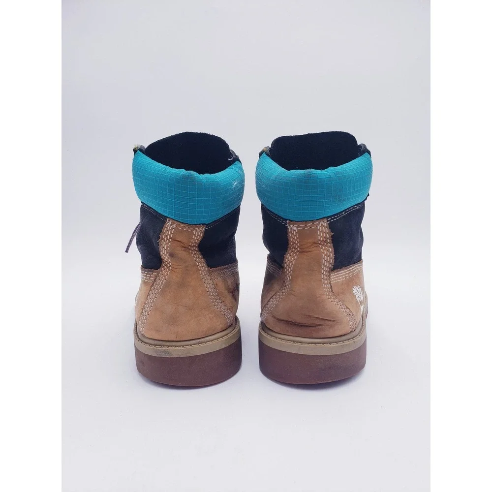 Timberland 6 Inch Premium Waterproof Boots Nubuck Tan Black Teal Youth Size 5